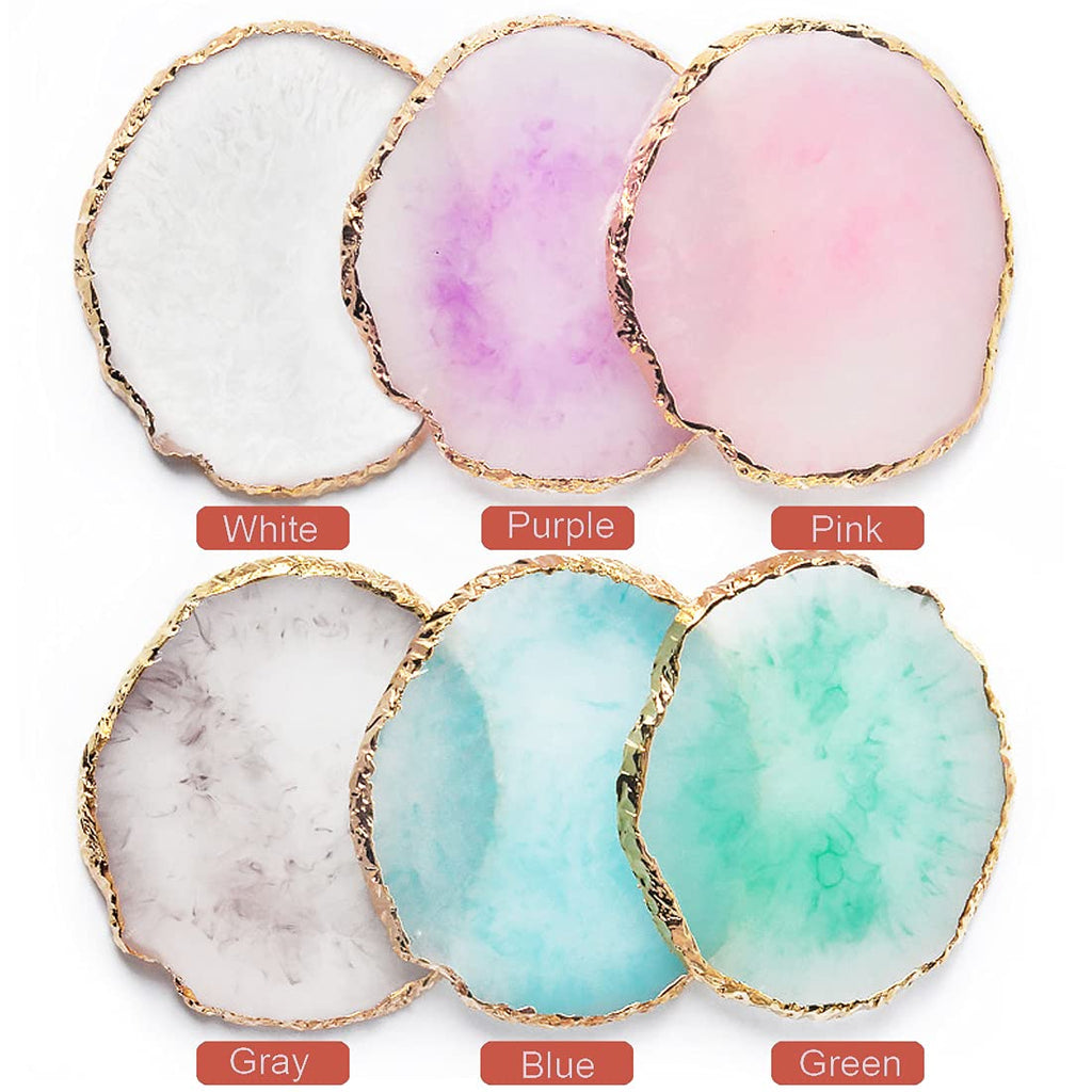 2 Pack Resin Nail Art Palette, Nail Painting Mixed Color Palette, Gilded Edge Nail Gel Color Makeup Display Board Pallet (White+Pink)