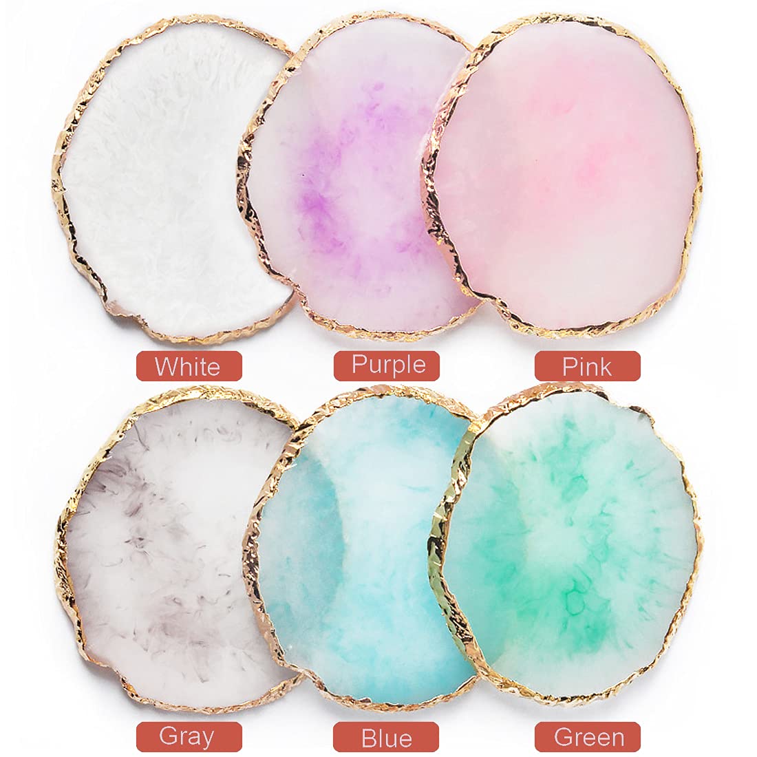 2 Pack Resin Nail Art Palette, Nail Painting Mixed Color Palette, Gilded Edge Nail Gel Color Makeup Display Board Pallet (White+Pink)