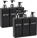 Segbeauty 6 Pack Reusable Shampoo and Conditioner Dispenser, 16.9oz 500ml Black Plastic Soap Dispenser for Bathroom and Kitchen