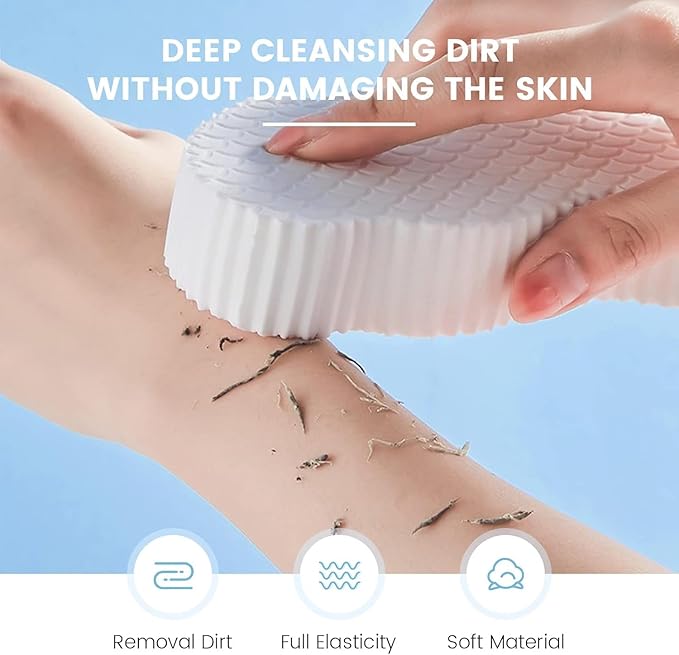 Magic Exfoliating Bath Sponge, Upgraded Magic Exfoliating Body Scrubber, 3D Super Soft Bath Shower Sponge for Body Removes Dead Skin (Upgraded Version 2PCS)