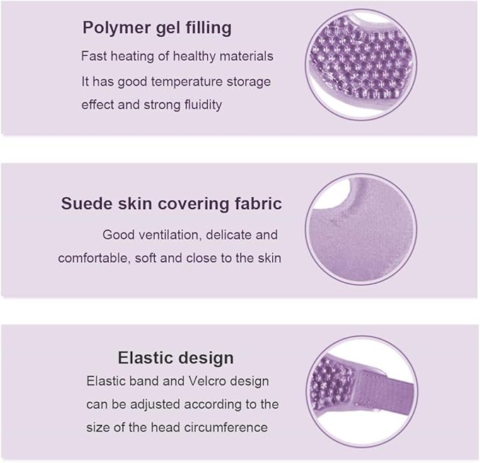 Ruzzut Cooling Gel Facial Mask, 2 PCS Reusable Face Pad for Puffiness & Swelling, Hot Cold Compress Heat Ice Gel Pack with Plush Backing for Migraine & Stress Relief, Pink and Purple