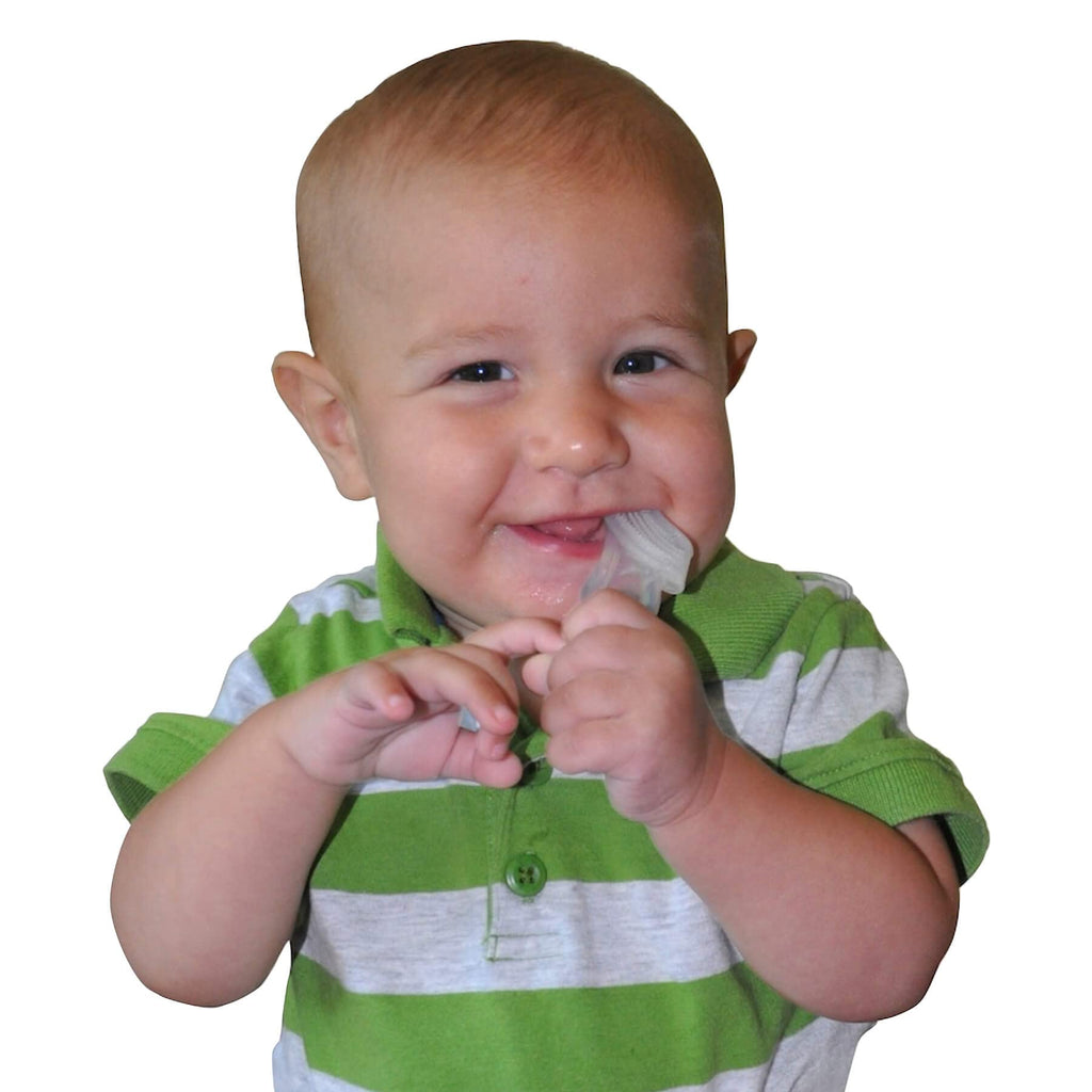 Brilliant Oral Care Baby’s First Toothbrush, Smooth Silicone Bristles Gently Clean Tender Teeth and Gums, for Ages 4+ Months, Clear, 1 Pack