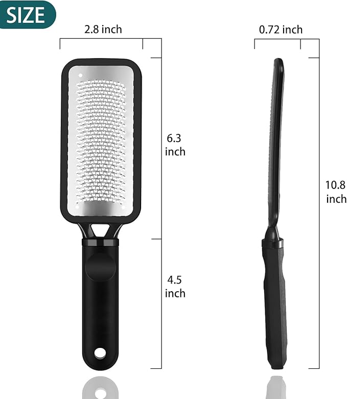 Foot Files Foot Scrubber Pedicure, Stainless Steel Callus Remover for Feet, Professional Foot Grater Rasp Scraper to Hard Skin Corns for Dry and Wet Fee