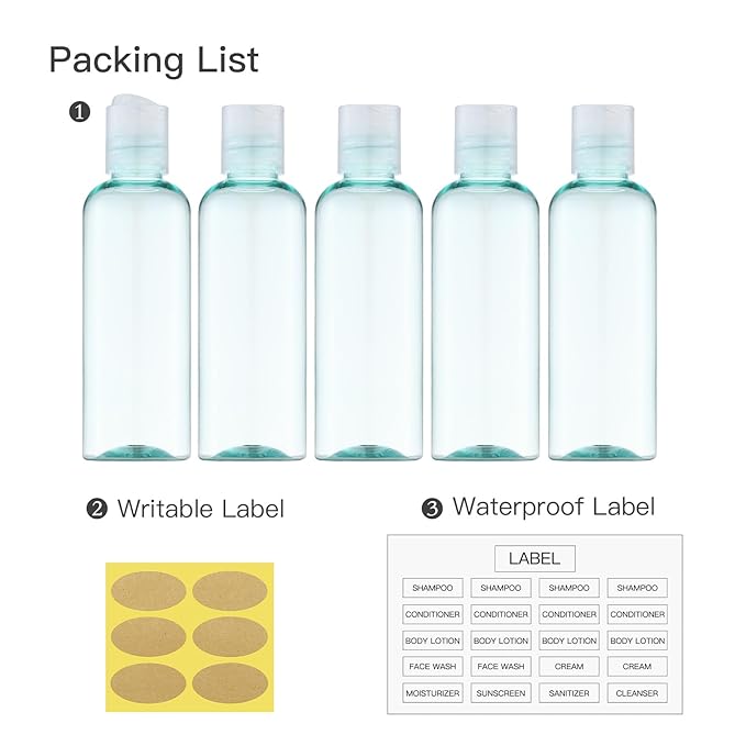 owlyee Travel Bottles for Toiletries 3.4 oz - Travel Size Containers for Shampoo Plastic - Small Empty Lotion Squeeze Bottle for Liquid TSA Approved - Leak Proof Mini Conditioner Refillable 100ml
