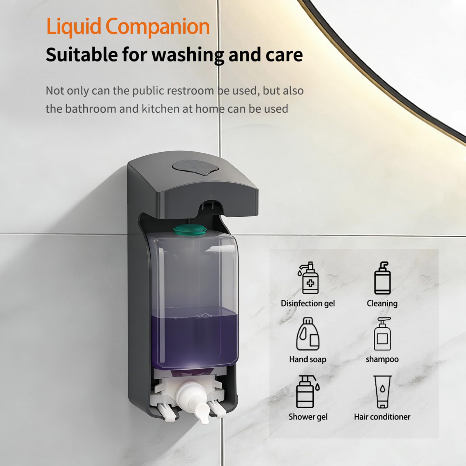 Manual Foam Soap Dispenser, 35oz (1000mL) Commercial Refillable Foaming Soap Dispenser-Dark Grey, CHUANGDIAN