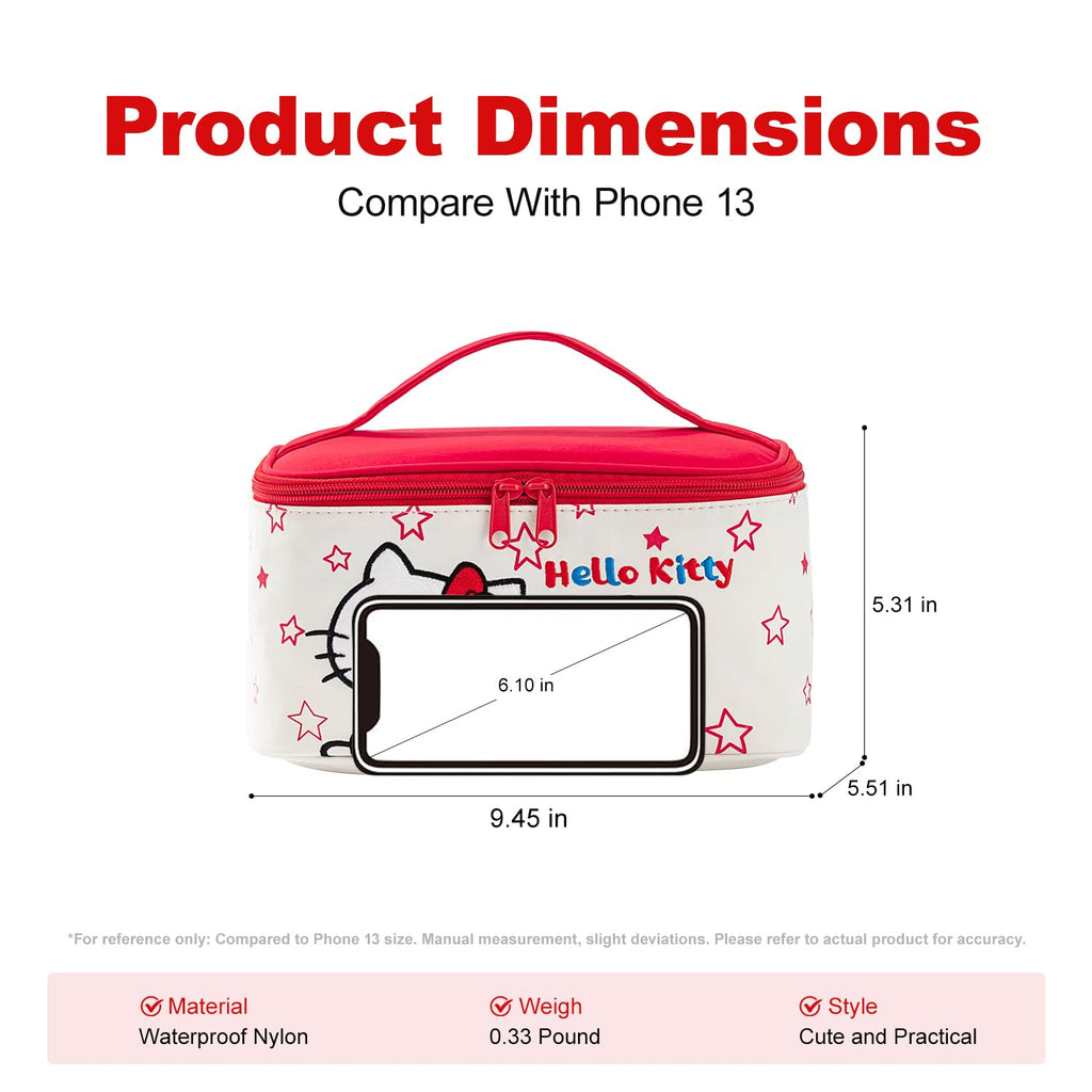AmBealla Cosmetic Bag Large Makeup Travel Case with Brush Holder,Waterproof Makeup Bag Organizer with Hanging Hook,Travel Toiletry Bag for Women,Sweet&Stylish for Girls,Red Apple