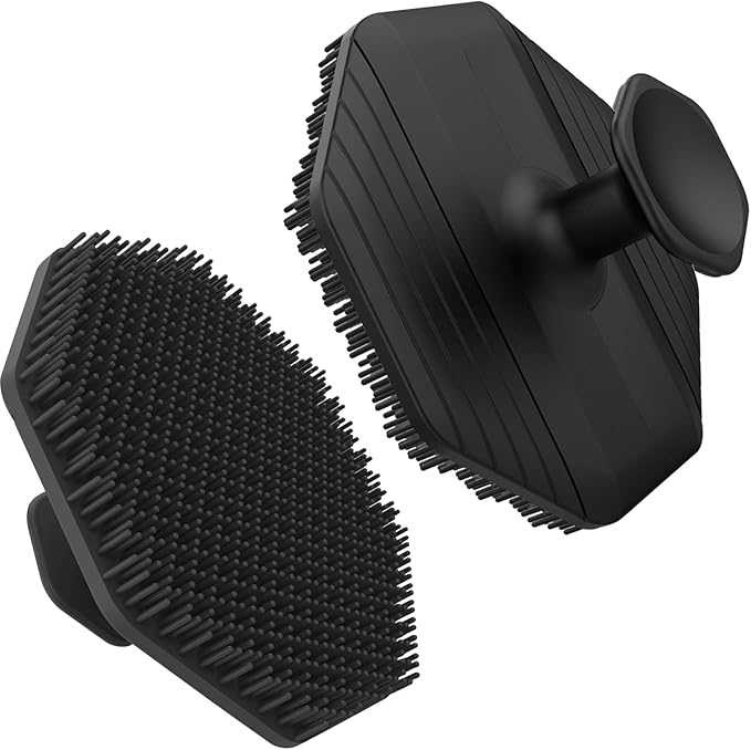 Face Scrubber,2 Pack Silicone Face Scrubber Brush for Women Men,Silicone Manual Facial Cleansing Brushes Scrubber,Suitable for All Skin Types,Face Exfoliating Cleaning Brush (Black)