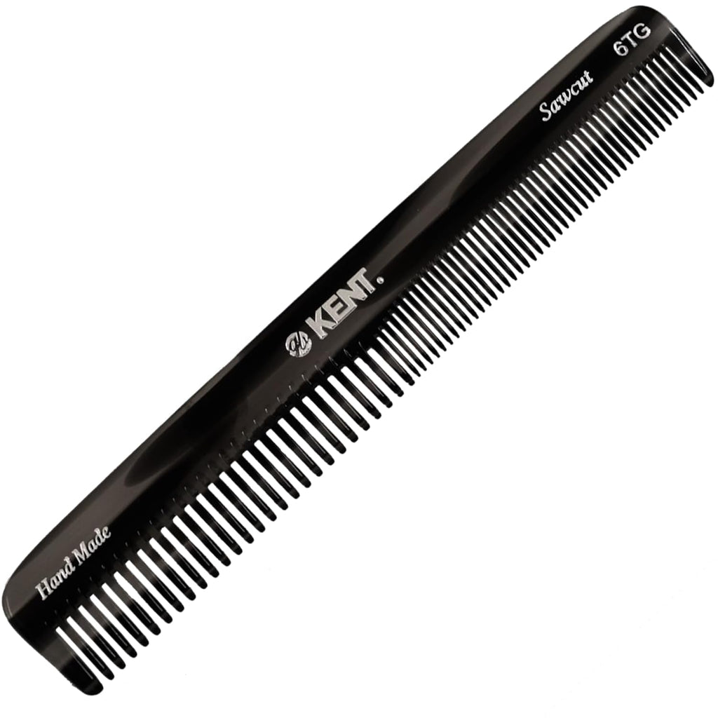 Kent 6T Black Graphite Fine Tooth and Wide Tooth Hair Comb, Handmade Styling Comb for Hair Care, Barber Combs, Beard Combs For Men, Styling Grooming for Men, Women and Kids