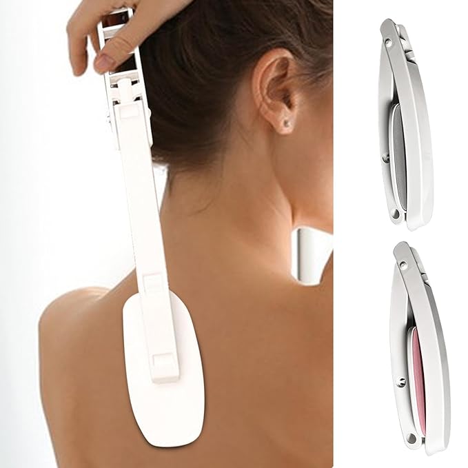 Generic 2 Lotion Applicator for Back | Back Cream Applicator | Foldable Long Handled Oils Sun Cream Applicator | Back Lotion Applicator | Back Applicator for Cream, Gray+Pink