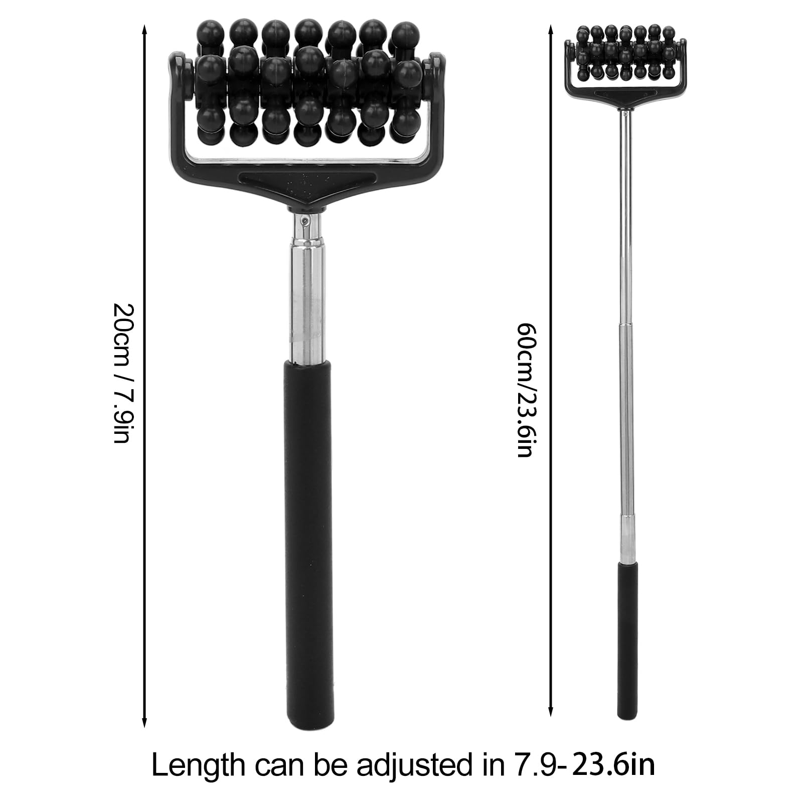 Ymiko Massage Stick for Men and Women – Telescopic Granular Body Roller for Neck, Back, Legs – Black