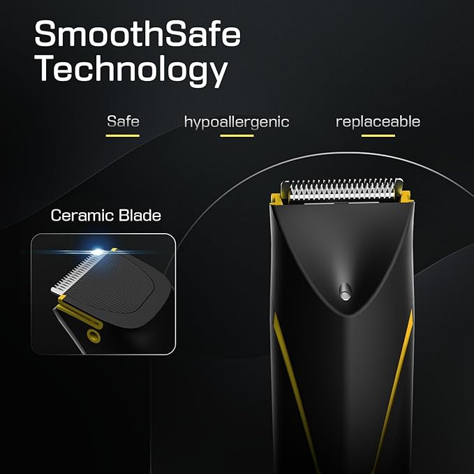 Electric Body Hair Trimmer for Men - Manscape Pubic Hair Groomer Waterproof Wet/Dry Ball Grion Shaver Type-C Rechargeable Cordless Replaceable Ceramic Blade Razor Male Professional Grooming Smooth