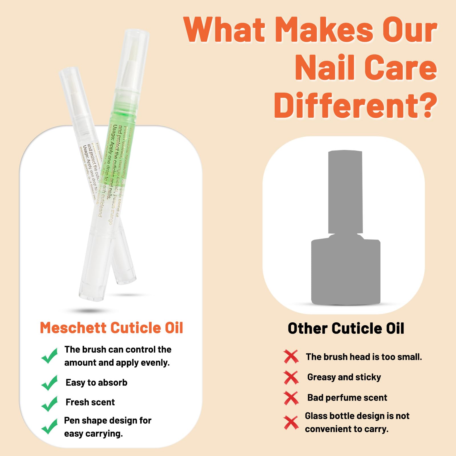 Meschett 2PCS Cuticle Oil Pens for Nail Care, Moisturizing Nail Oil Pen with Soft Brush, Hydrating Cuticle Oil for Dry Nails & Cuticles (Lily & Apple Flavor)