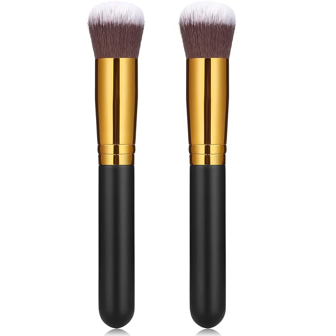 Blulu 2 Pack Self Tanning Brush for Face and Kabuki, Self Tanner Brush Applicator for Makeup Powder Foundation, Bronzing Lotion, Tanner Spray, Substitute for Face Tanning Mitt