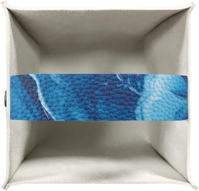 Blue Marble Tissue Box Cover Modern Square Tissue Box Organizer Decorative PU Leather Facial Paper Holder for Bathroom Vanity Countertop Bedroom Dresser Office Desk