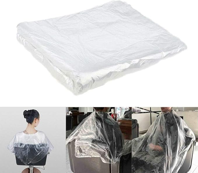 100 Pcs Disposable Hair Salon Capes,51x36 inch Waterproof Shampoo Barber Hair Cutting Cape for Barbershop and Salon Hairdressing,Suit for Kids Adults