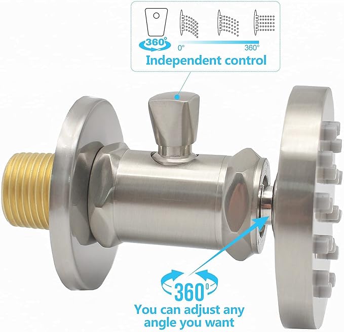 (Upgrade) Backnets Solid Brass Shower Body Spray with On Off Round Massage body jets Wall Mount Spa Jet Shower Heads, 2 inch Shower Body Sprayers Brushed Nickel, Rotating Shower Jet Water Flow Control