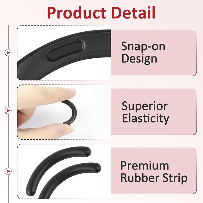 150 Pack Eyelash Curler Refills for Tweezerman, High Elasticity Silicone Replacement Pads, Gentle & Safe, Black