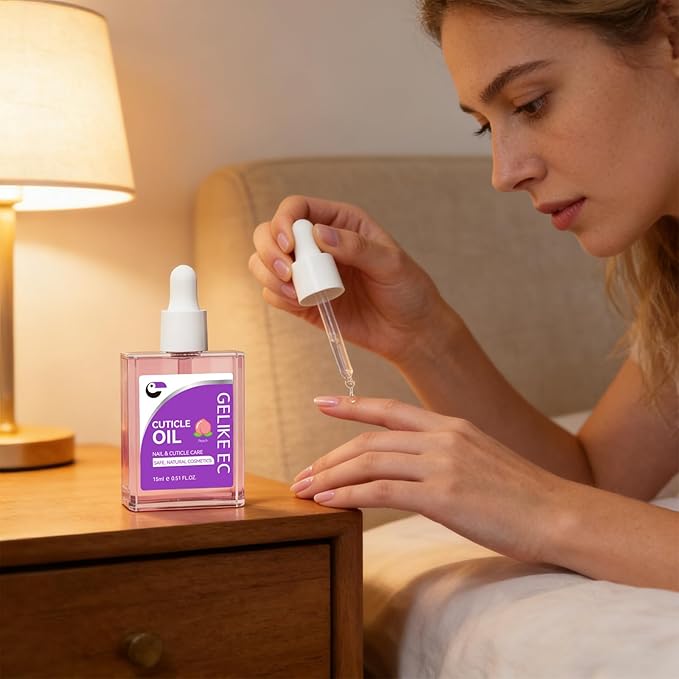 Gelike EC Nail Cuticle Oil - Peach Scent Organic Nail Moisturizing With Natural Jojoba Vitamin B & E for Nail Bed ＆ Damaged Nails Repair Treatment- Cuticle Cream for Nail Growth and Strength(15ml)