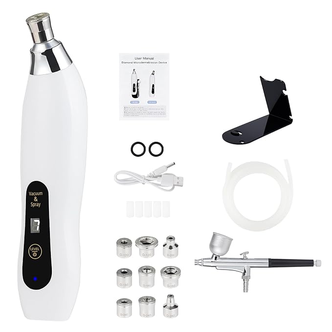 Microdermabrasion Machine, 7 Suction Modes with 9 Diamond Tips and Airbrush