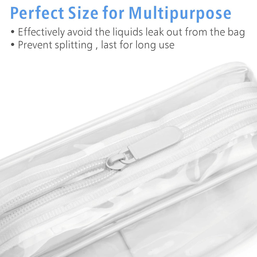 PACKISM Clear Makeup Bag - 3 Pack Clear Travel Bags for Toiletries for Women, Cosmetic Bags Carry on Toiletry Travel Essentials, White Large