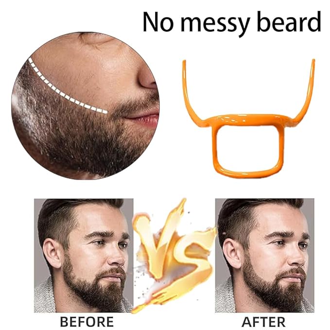 ANQIA Beard Styling Template Goatee Mustache Grooming Guide Stencil Lineup Tool Shaving Template for Men Face Hair Styling Hairline Shaping Orange