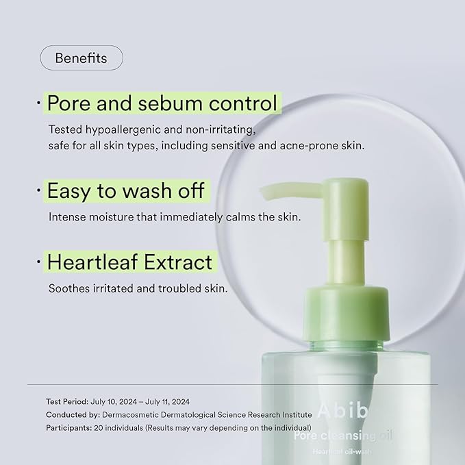 Abib Pore Cleansing Oil Heartleaf Oil-wash 6.76 fl.oz., Korean Makeup Remover