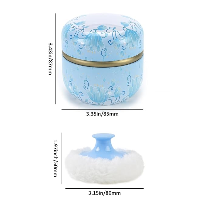 ASUNFO 2 Pcs Powder Puff for Body Powder with Case for Women Pink & Blue
