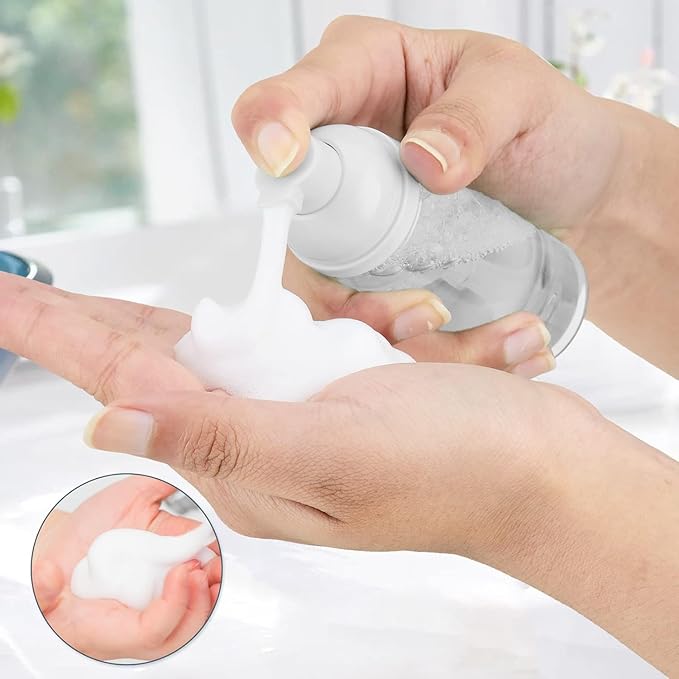 Owlyee Travel Foam Pump Bottle - 2oz Small Size Foaming Hand Soap Dispenser - Mini Portable Mousse Lash Shampoo Kit Container for Hair - Empty Leak Proof Plastic Pink Foamer 3Pack