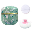 Qopoto Body Powder Puff and Container for Dusting Powder (Dandelion)
