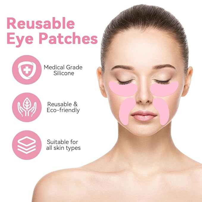 my novel things Reusable Eye Pads 6 Pairs, Silicone Face Patches and Gel Under Eye Pads Cold Warm Eye Compress for Reduce Puffiness Circles Wrinkle Cooling Eye Mask Ice Packs Gift for Women Girls