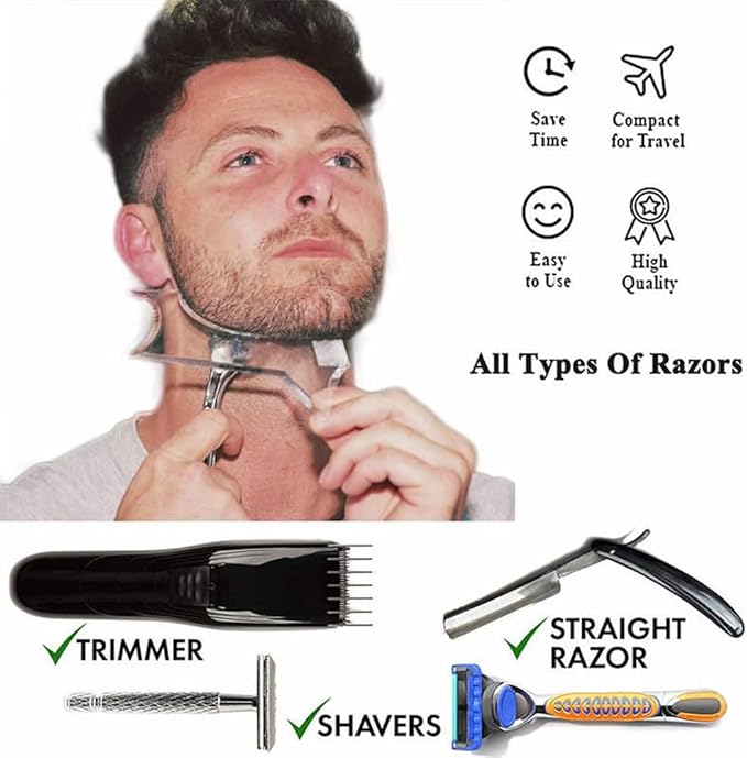 for Men's Beard Shape Trimmer & Men's Hair Design Tools,Men's Beard Styling Tools Set,Casual Men's Beauty Care,Men's Beard Trimmer(Black)