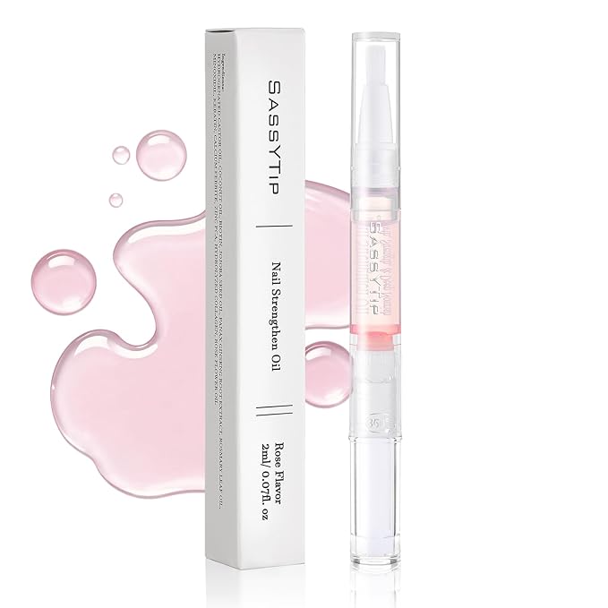 SASSYTIP Nail Strengthen Oil Pen | Fast-Absorbing Cuticle Oil with Biotin & Ginseng | For Brittle & Peeling Nails | Jasmine, Rose, Lemon Scents | Home, Office, Travel Use (Rose)
