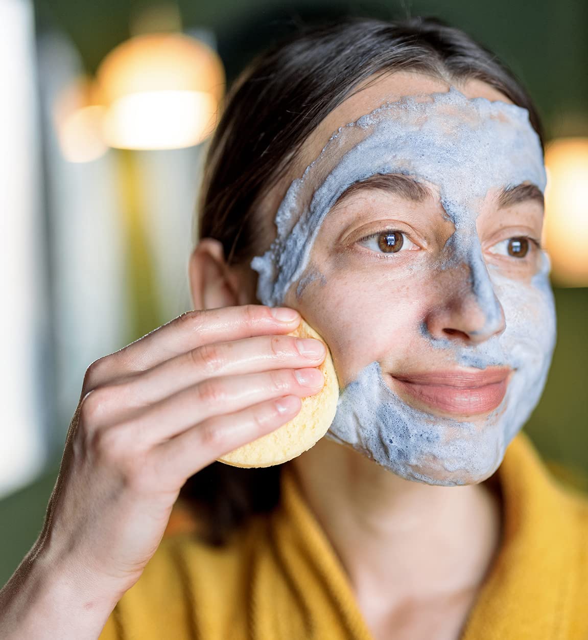SILUKER 50-Count Compressed Facial Sponges for Daily Face Cleansing, Yellow