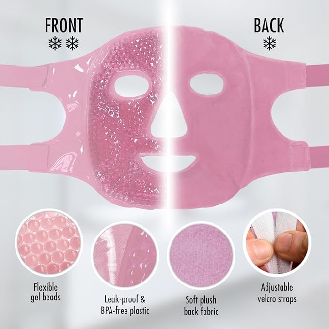 Perfect Remedy Face Ice Pack, Reusable Hot & Cold Ice Face Mask, Gel Compress for Helping with Puffy Eyes and aiding in Conditions of Swelling, Facial Spa Cooling Mask for Women and Men (Pink)