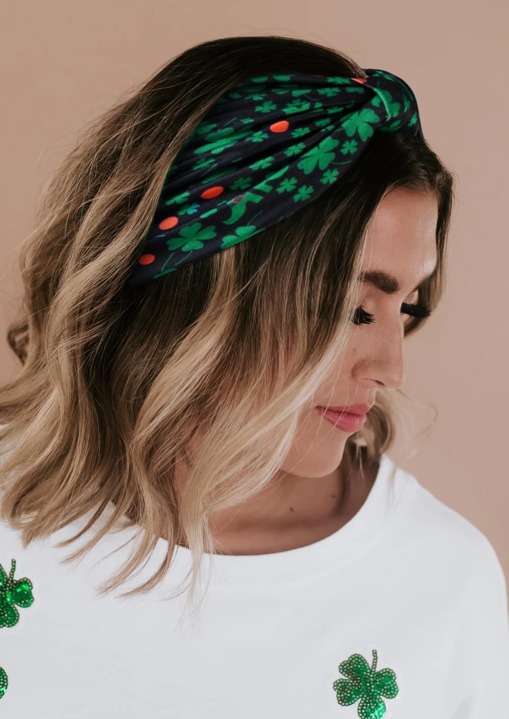 Huachi St. Patrick Headbands for Women Wide Green Shamrock Head Bands