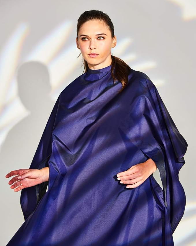Betty Dain Hands-Free All-Purpose Bleach Proof Cape, 45" W x 58" L, Chemical, Color, Waterproof Polyester, Anti-static Nano Material, Machine Washable, Purple