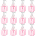 Domensi Foaming Soap Dispenser 8.5 oz Foam Pump Bottle Bulk Empty Travel Foaming Dispenser Refillable Hand Soap Plastic Pump Bottle Travel Clear Container for Bathroom Vanities(12 Pcs,Pink)