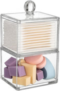 UShioart Stackable Square Acrylic Cotton Ball Holder Q-tip Holder Bathroom Swab Dispenser (Twin pack)