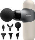 Morelax Mini Massage Gun Deep Tissue, Portable Percussion Muscle Massager for Whole Body Pain Relief, Electric Handheld Sport Massager with 6 Massage Heads 4 Speed, Best Gift (Silver Beige)