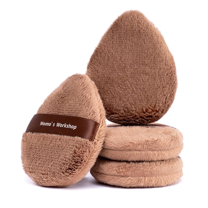 Momo's Workshop Powder Puff 2Pcs Long Fluffy Egg Powder Puff for Powder & Blush