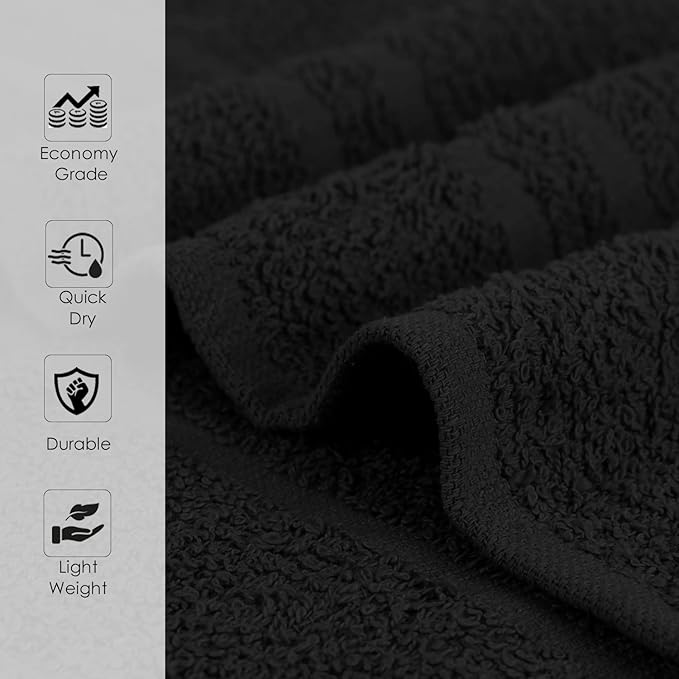 STF Linen 24 Pack Black Hand Towels 100% Cotton Spa Towels – 16x27 inches Highly Absorbable Facial, Gym, Hair, Face, Bulk Small Towels (Not Bleach Proof)