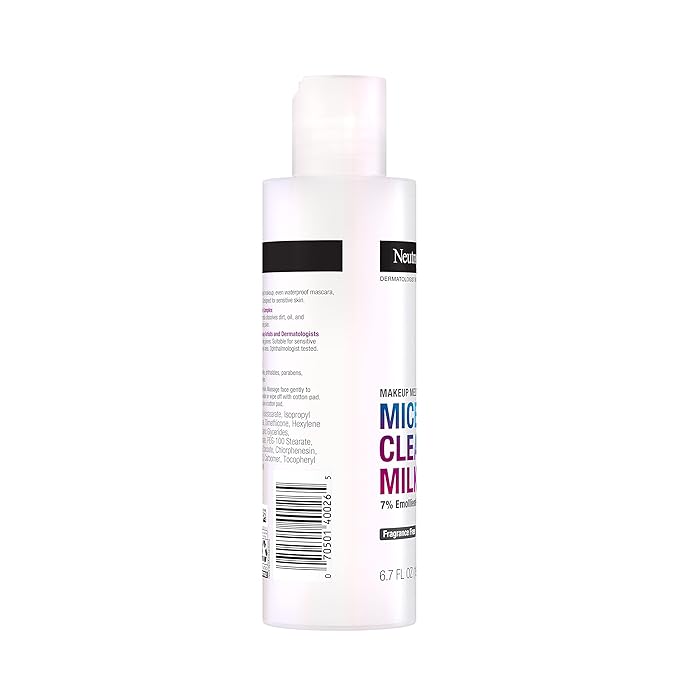 Neutrogena Makeup Melting Nourishing Micellar Milk with 7% Emollient-Vitamin Complex, Soothing Fragrance-Free Eye, Lip & Face Makeup Remover for Sensitive & Dry Skin, Oil-Free, 6.7 fl. oz