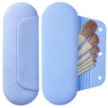 AGIKET Silicone Makeup Brush Holder Travel Cosmetic Bag：Soft Portable Cosmetic Face Brushes Holder with Upgrade Anti-Fall Out Magnetic Closure, Large Travel Makeup Brush Case - Blue