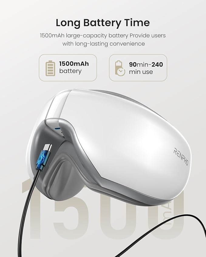 RENPHO Eyeris 1V Eye Massager with Voice Control, FSA Eligible HSA, Heated Smart Eye Mask with Bluetooth Music for Dry Eyes, Birthday Gifts for Women & Men, Graduation Gifts for Students