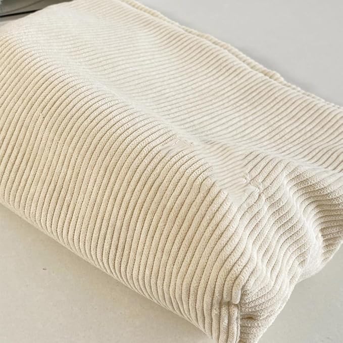 SxoSyo Corduroy Makeup Bags, Cosmetic Pouch for Purse, White