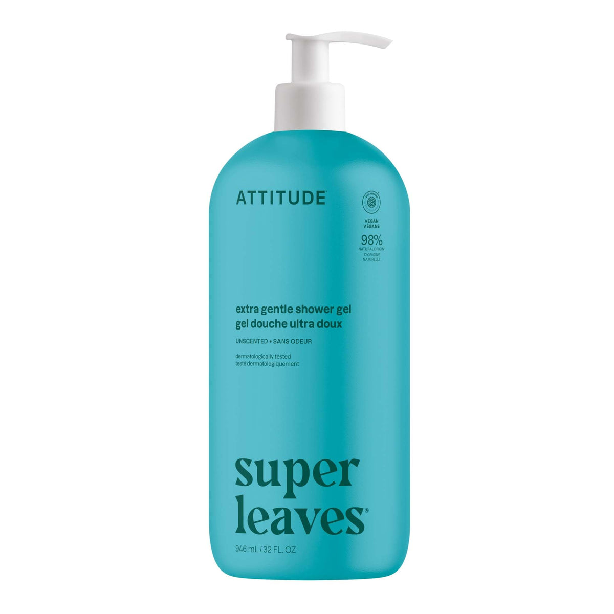 ATTITUDE Body & Face Wash, Unscented, Fragrance-Free, EWG Verified, 32 Oz