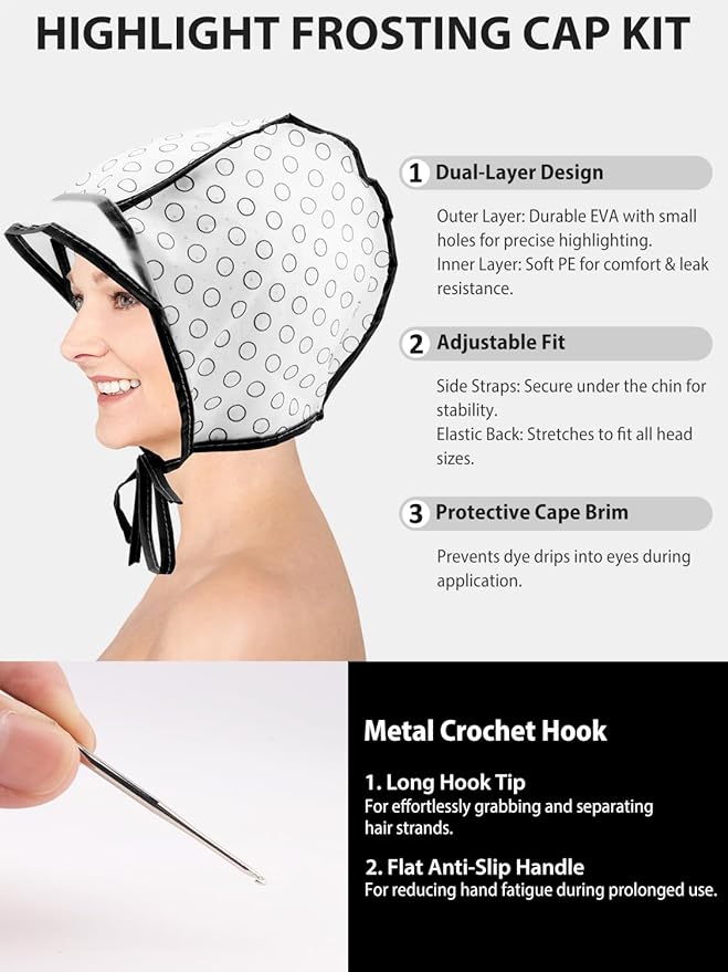 YOOVR 19PCS Hair Bleach Highlighting Kit with Hair Dye Brush and Bowl Set Color Whisk, Highlight Frosting Cap with Hook, Gloves Capes, Home Use Salon Tools for Hair Bleaching Coloring Dying (Black)