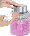 Fvstar Foaming Hand Soap Dispenser, 10 oz Refillable Clear Glass Foam Soap Dispenser with Large Pump Bottle Container for Kitchen and Bathroom,1 pc