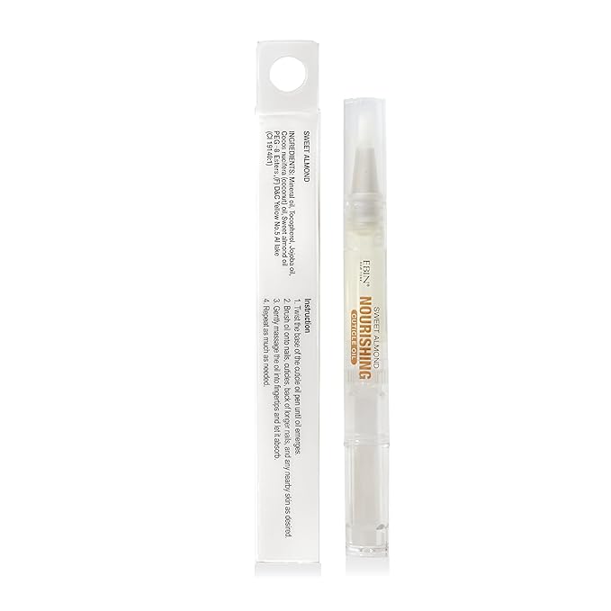 EBIN NEW YORK Cuticle Oil Pen - Nourishing Sweet Almond Infused, Jojoba Oil and Vitamin E Blend to Soften Cuticles and Strengthen Nails, Travel Size