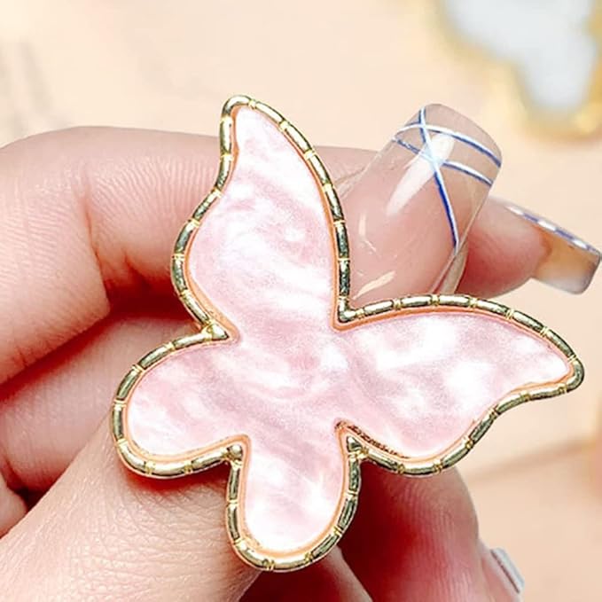 AKOAK Adjustable Mini Nail Ring Tray, Resin Nail Art Gel Makeup Plate Palette, Ring Gel Polishing Mixing Tray DIY Color Plate Nail Art Polishing Paint Plate (Butterfly, 2Pcs)